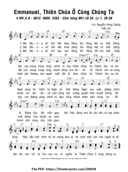 Emmanuel, Thiên Chúa ở cùng chúng ta - Lm. Nguyễn Hùng Cường - Viễn Xứ - trang 1