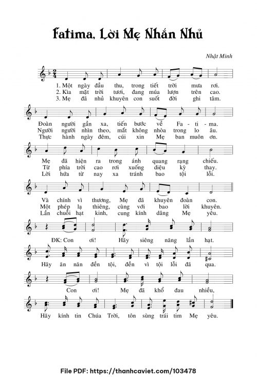 Fatima, lời Mẹ nhắn nhủ - Nhật Minh - trang 1