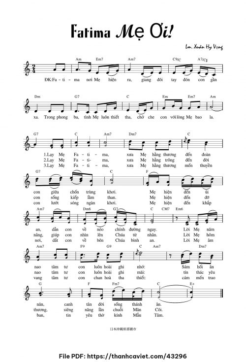 Fatima Mẹ ơi! - Lm. Xuân Hy Vọng - trang 1