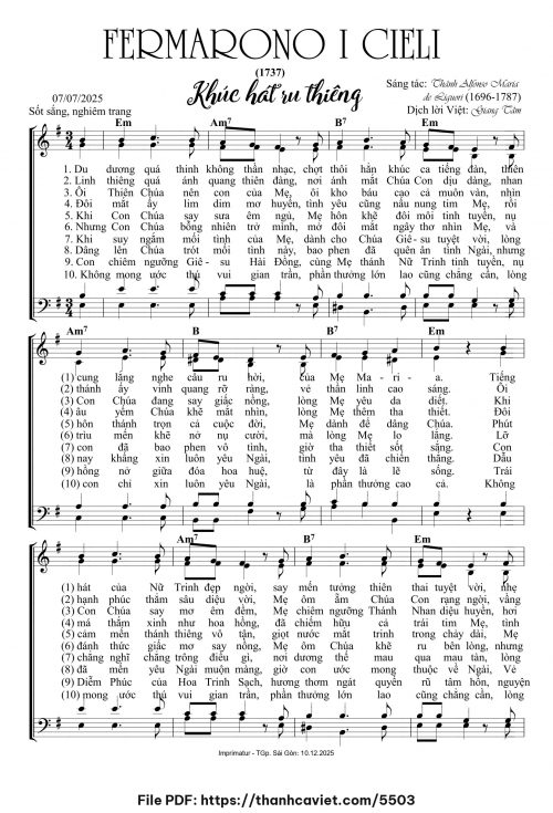 Fermarono I Cieli Khúc hát ru thiêng - Lm. Giang Tâm (Nhạc Ngoại, lời Việt) - trang 1