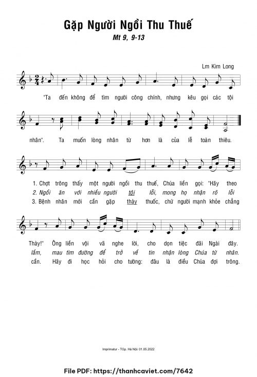 Gặp người ngồi thu thuế - Lm. Kim Long - trang 1