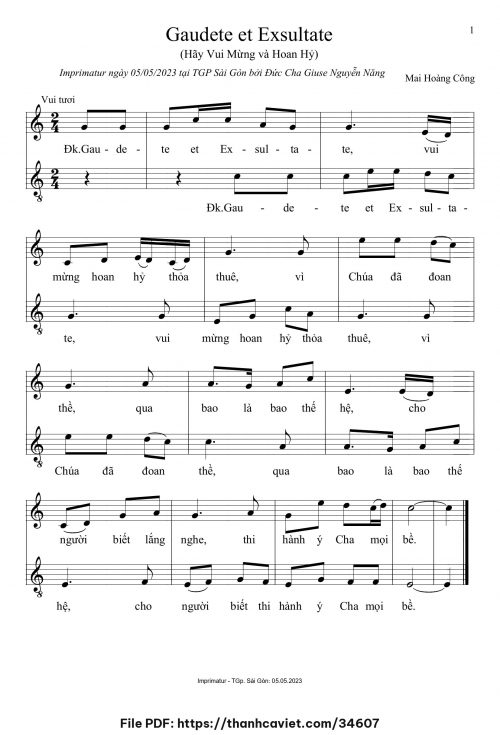 Gaudete Et Exsultate - Mai Hoàng Công - trang 1