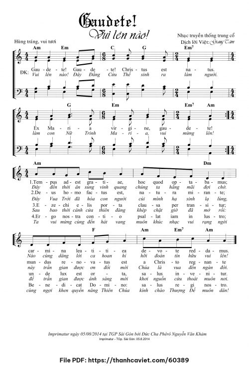 Gaudete – Vui lên nào - Lm. Giang Tâm (Nhạc Ngoại, lời Việt) - trang 1