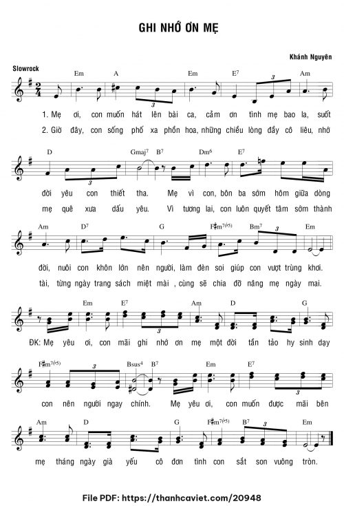 Ghi nhớ ơn mẹ - Khánh Nguyên - trang 1