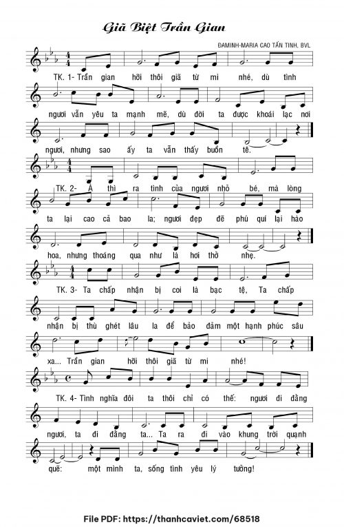 Giã biệt trần gian - Cao Tấn Tình, BVL - trang 1
