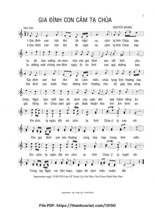 Gia đình con cảm tạ Chúa - Nguyên Nhung - trang 1