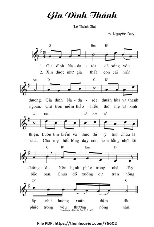 Gia đình thánh - Lm. Nguyễn Duy - trang 1