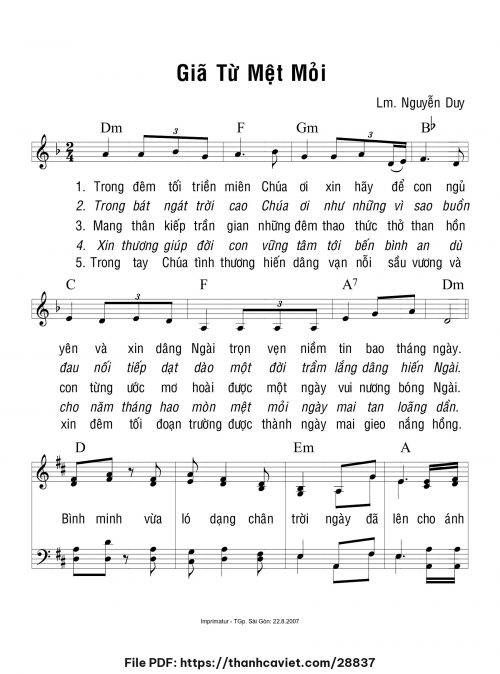 Giã từ mệt mỏi - Lm. Nguyễn Duy - trang 1