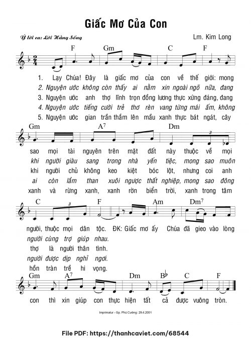 Giấc mơ của con - Lm. Kim Long - trang 1