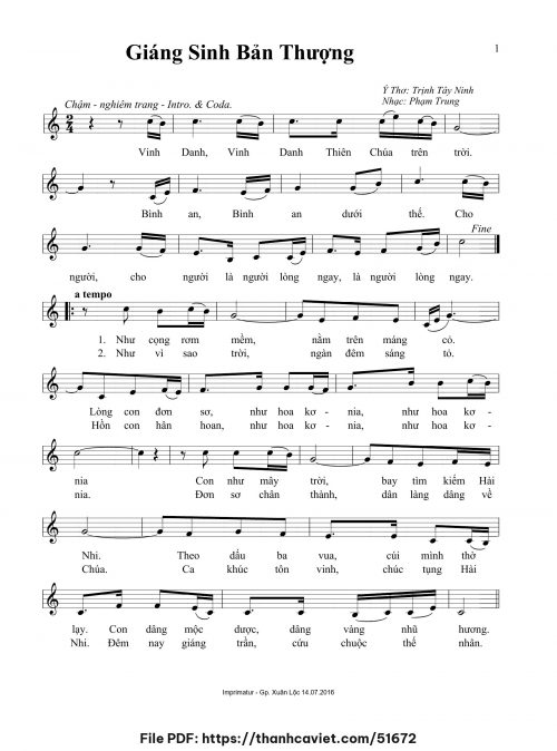 Giáng Sinh bản Thượng - Phạm Trung - Thơ: Trịnh Tây Ninh - trang 1
