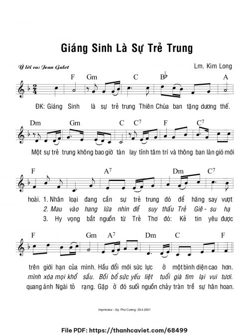 Giáng Sinh là sự trẻ trung - Lm. Kim Long - trang 1