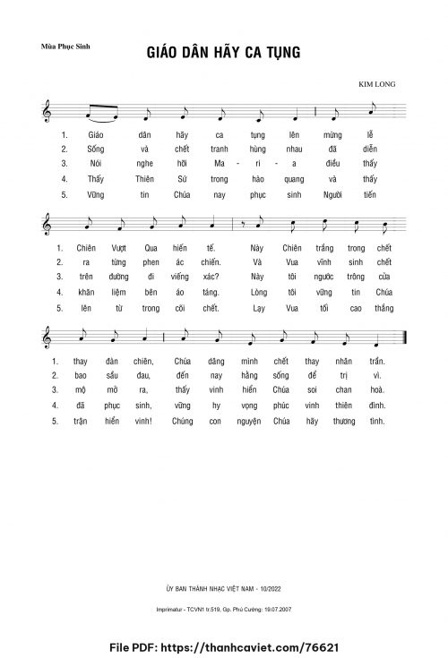 Giáo dân hãy ca tụng - Lm. Kim Long - trang 1