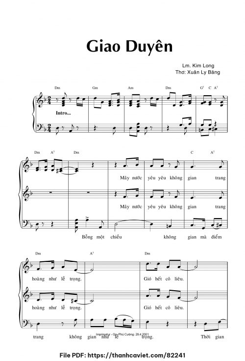 Giao duyên - Lm. Kim Long - ĐÔ. Xuân Ly Băng - trang 1