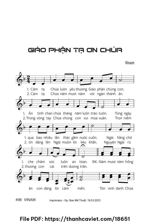 Giáo phận tạ ơn Chúa - Vinam - trang 1