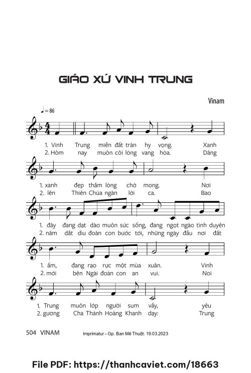 Giáo xứ Vinh Trung - Vinam - trang 1
