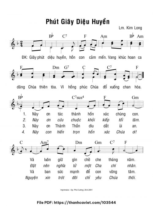 Giây phút diệu huyền - Lm. Kim Long - trang 1