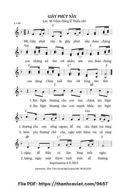 Giây phút nầy - Lm. Mi Trầm - trang 1