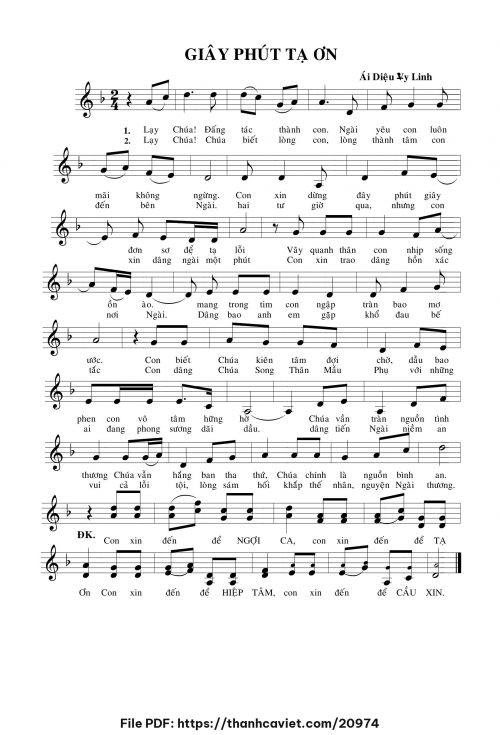 Giây phút tạ ơn - Sr. Ái Diệu Vy Linh - trang 1