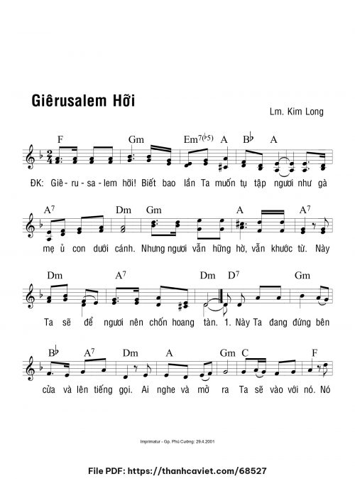 Giêrusalem hỡi - Lm. Kim Long - trang 1