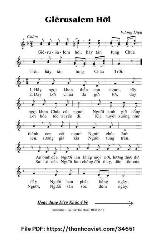 Giêrusalem hỡi - Lm. Vương Diệu - trang 1