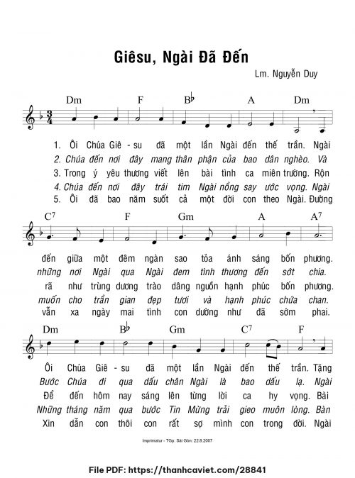 Giêsu Ngài đã đến - Lm. Nguyễn Duy - trang 1