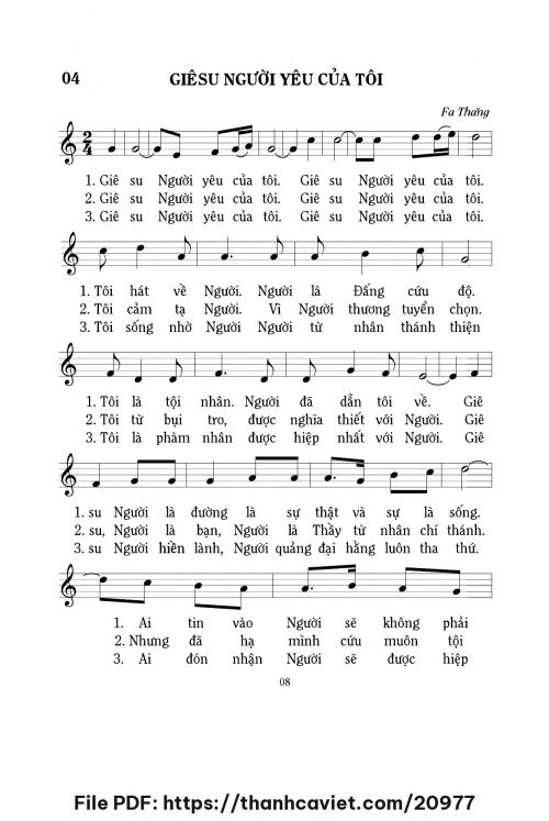 Giêsu người yêu của tôi - Lm. Fa Thăng - trang 1