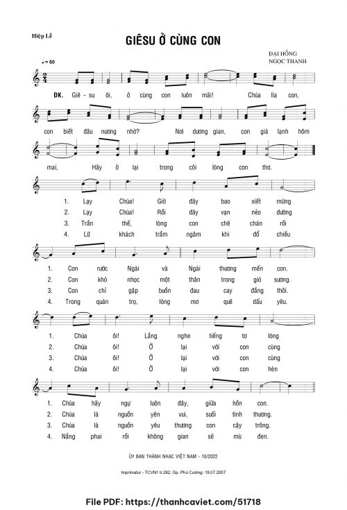 Giêsu ở cùng con - Đại Hồng - Ngọc Thanh - trang 1