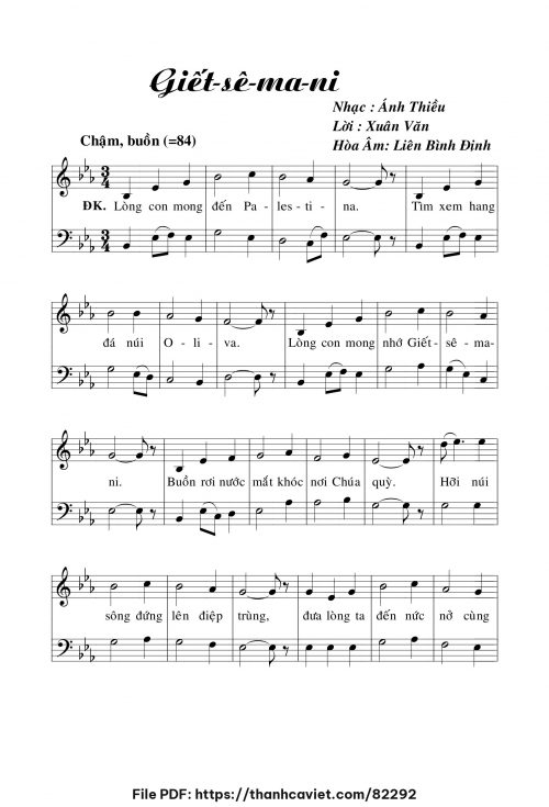 Giết-sê-ma-ni - Lm. Ánh Thiều - Lời: Lm. Xuân Văn - Hòa âm: Liên Bình Định - trang 1
