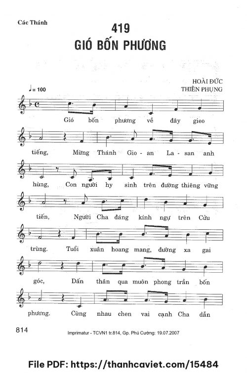 Gió bốn phương - Lm. Hoài Đức - Thiên Phụng - trang 1