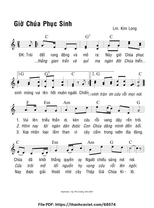 Giờ Chúa phục sinh - Lm. Kim Long - trang 1