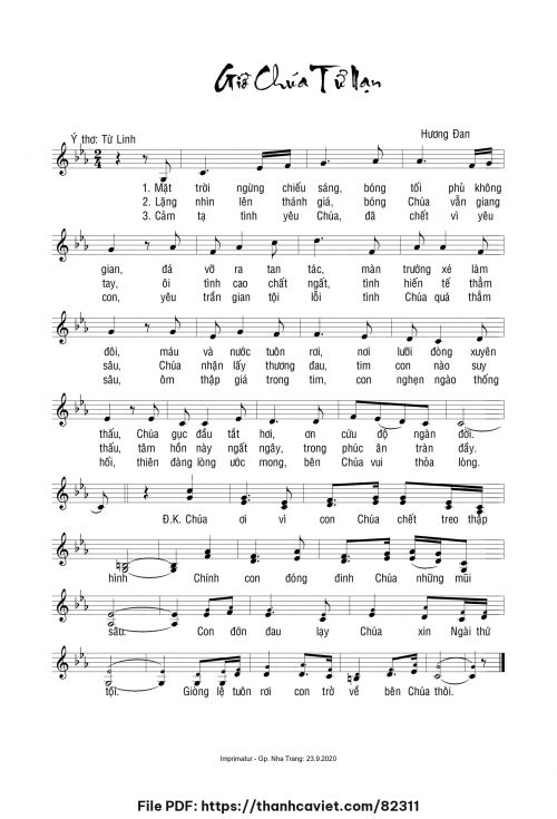 Giờ Chúa tử nạn - Sr. Hương Đan - Thơ: Từ Linh - trang 1