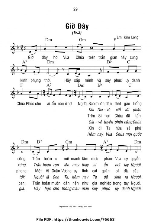 Giờ đây - Lm. Kim Long - trang 1