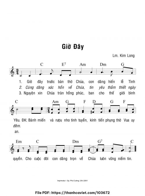 Giờ đây - Lm. Kim Long - trang 1
