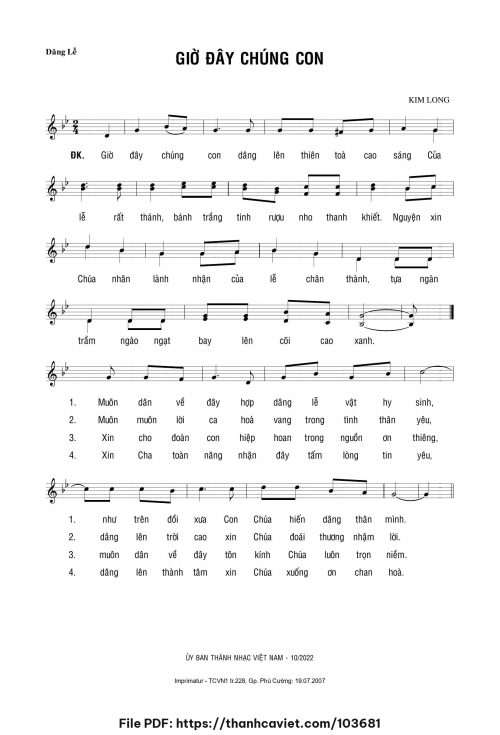 Giờ đây chúng con - Lm. Kim Long - trang 1