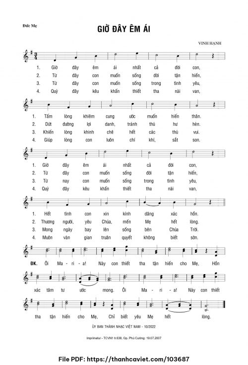 Giờ đây êm ái - Lm. Vinh Hạnh - trang 1