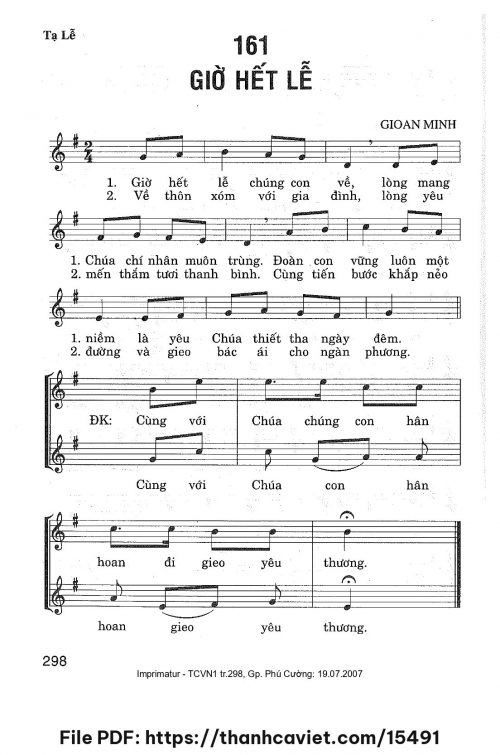 Giờ lễ hết - Lm. Gioan Minh - trang 1