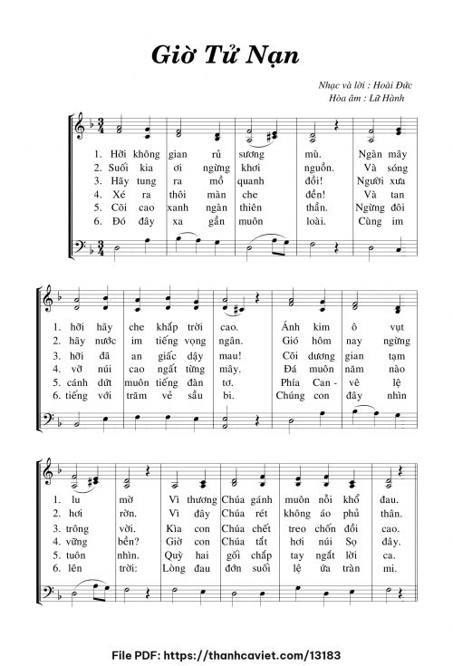 Giờ tử nạn - Lm. Hoài Đức (Hòa âm: Lữ Hành) - trang 1