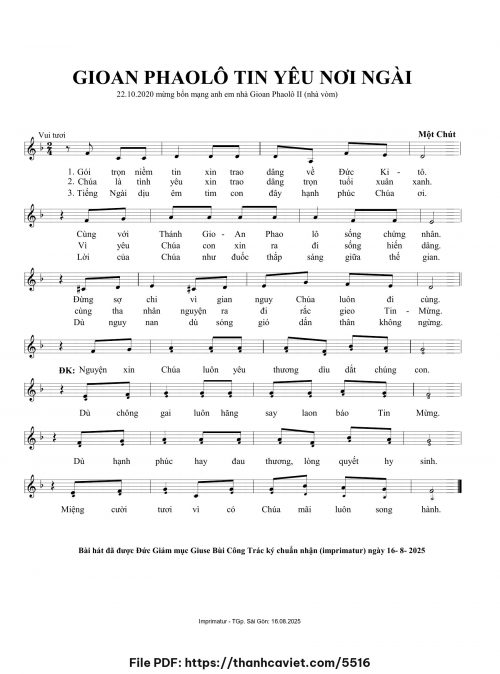 Gioan Phaolô Tin yêu nơi ngài - Một Chút - trang 1