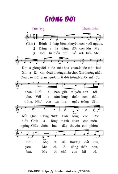 Giòng đời - Lm. Thanh Bình - trang 1