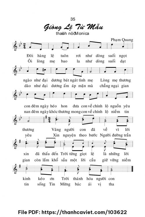 Giòng lệ từ mẫu - Lm. Phạm Quang, OP - trang 1