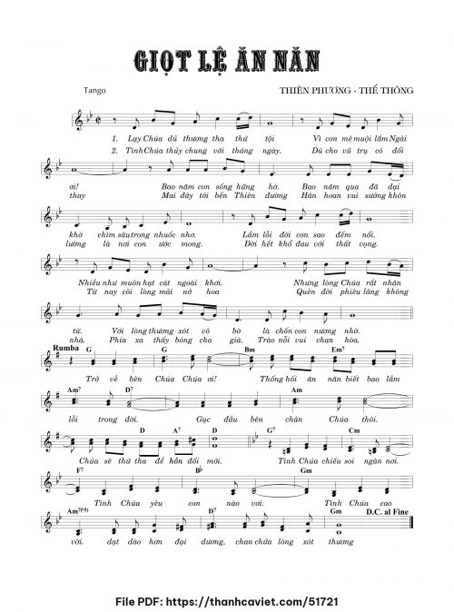 Giọt lệ ăn năn - Thế Thông - Thiên Phương - trang 1