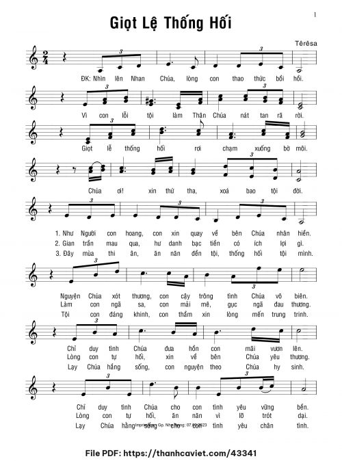 Giọt lệ thống hối - Sr. Têrêsa - trang 1