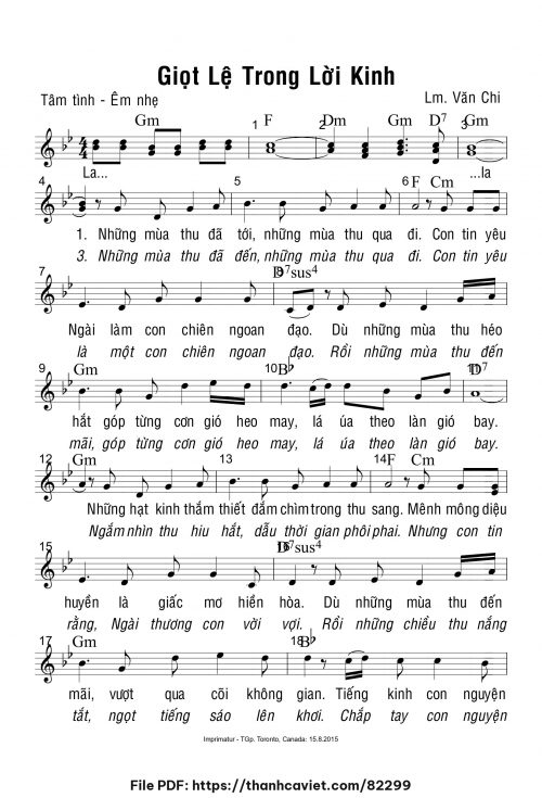 Giọt lệ trong lời kinh - Lm. Văn Chi - trang 1