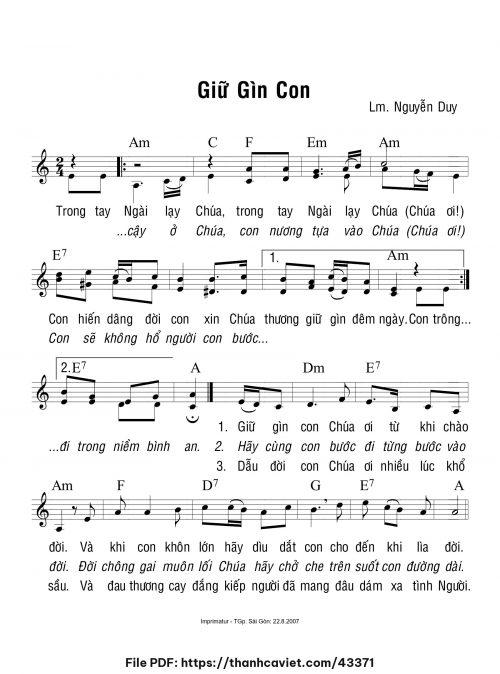 Giữ gìn con - Lm. Nguyễn Duy - trang 1