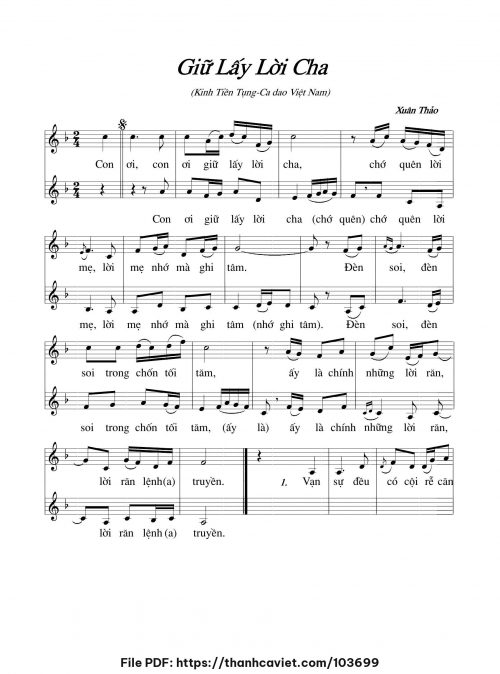 Giữ lấy lời cha - Lm. Xuân Thảo - trang 1
