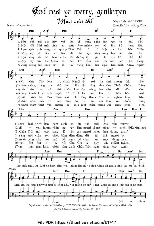 God rest ye merry, gentlemen - Lm. Giang Tâm (Nhạc Ngoại, lời Việt) - trang 1
