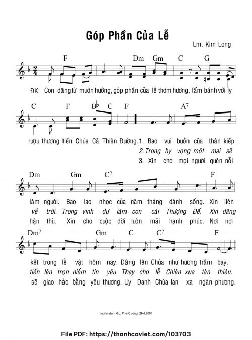 Góp phần của lễ - Lm. Kim Long - trang 1