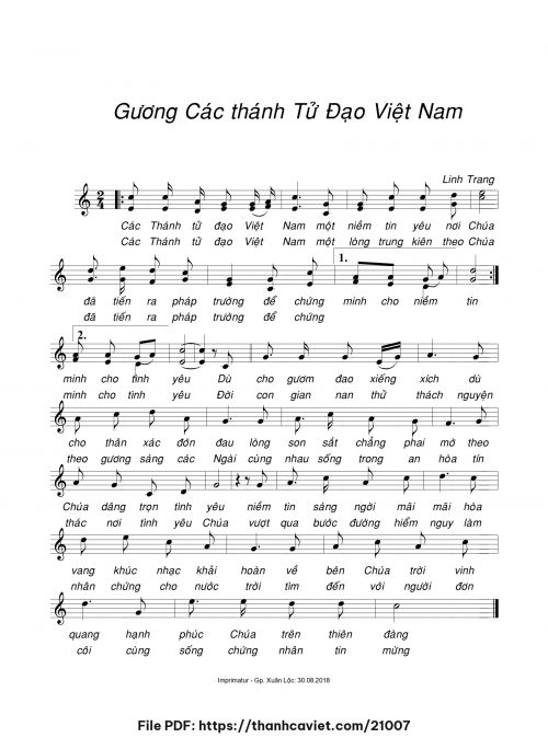 Gương Các Thánh Tử Đạo Việt Nam - Linh Trang - trang 1
