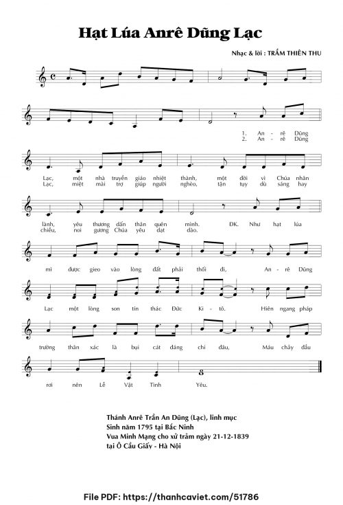 Hạt lúa Anrê Dũng Lạc - Trầm Thiên Thu - trang 1