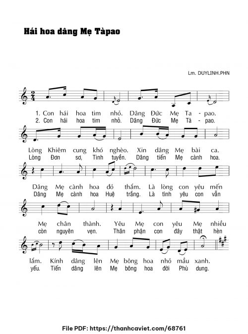 Hái hoa dâng Mẹ Tapao - Lm. DUYLINH.PHN - trang 1